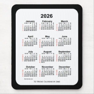 2026 Two Tone Black 52 Week Calendar von Janz Mousepad