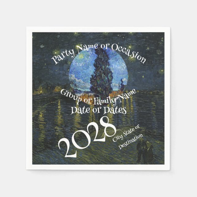 2026 Vacation Trip Tour Road Dinner Wine Ship Date Serviette (Vorderseite)