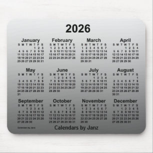 2026 Verblassener weißer Kalender von Janz Mouse P Mousepad