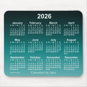 2026 Verblasster Cyan Neon Calendar von Janz Mouse Mousepad