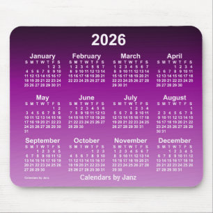 2026 Verblasster Lila Neonkalender von Janz Mouse Mousepad