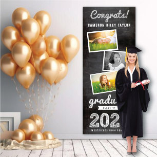 2026 Vintage-Kreidetafel-Skizze 3 Foto-Abschlussfe Banner
