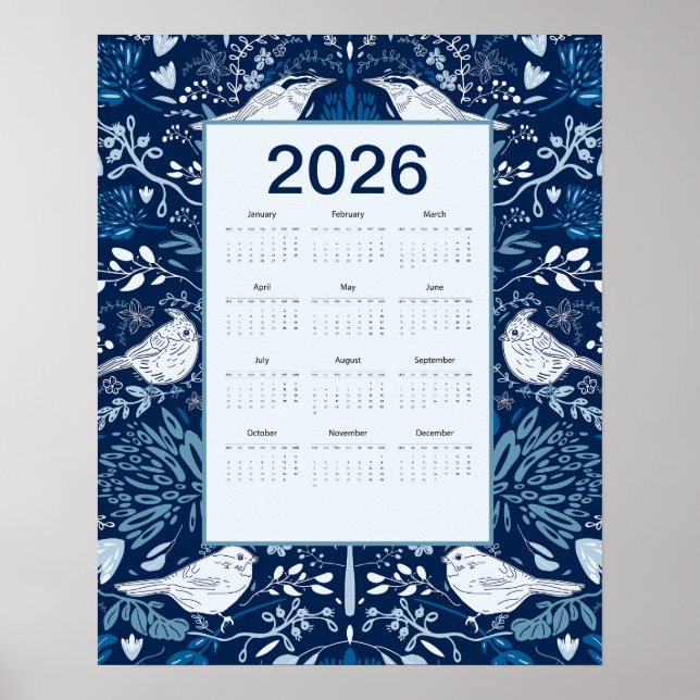 2026 Vögel Kalender Poster (Vorne)