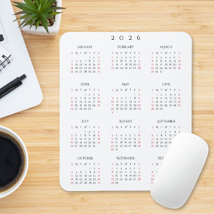 2026 Volljahreskalender Elegantes Home-Office Mousepad