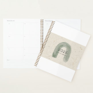 2026 Wabi-Sabi Planer – Minimalistisches Hellgrün