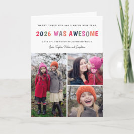2026 Was Awesome Folded Christmas Photo Collage Karte