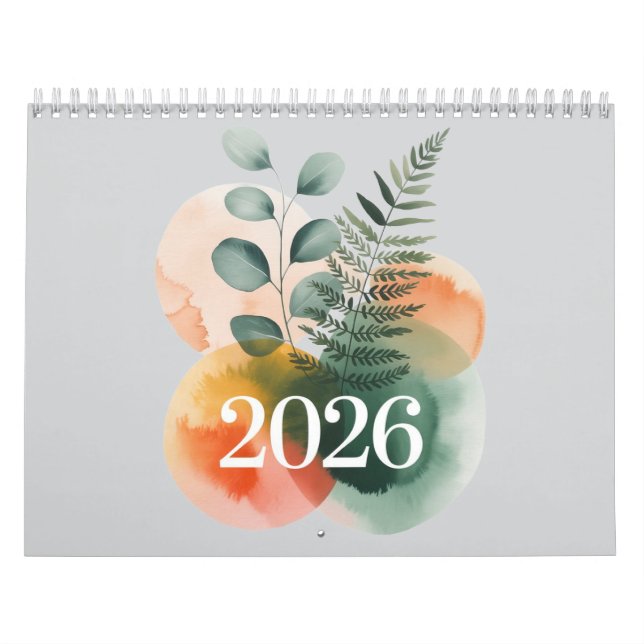 2026 Wasserfarbe-Botanik-Kalender – Elegantes Mini Kalender (Titelbild)