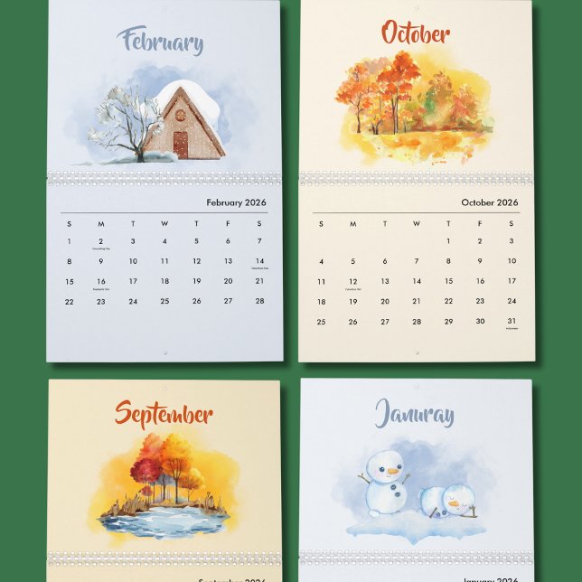 2026 Watercolor Seasons Calendar Kalender (Von Creator hochgeladen)