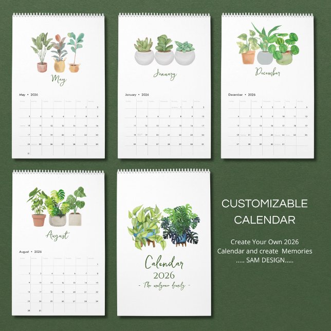 2026 Watercolor Succulent & Leaf Calendar | Botani Kalender (Von Creator hochgeladen)