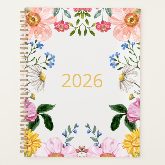 2026 Weekly Planer Whimsical Wildblumen (Vorderseite)