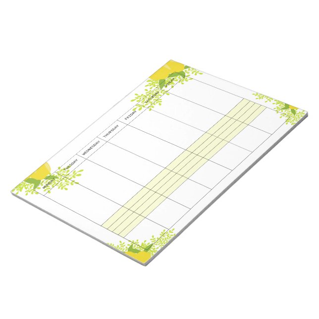 2026 weekly planner lemon  notizblock (angewinkelt)