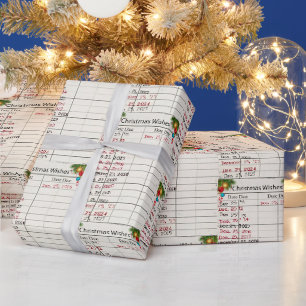 2026 Weihnachts-Bibliothekskarte mit Ornamenten Geschenkpapier