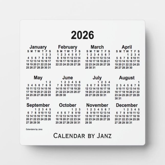 2026 Weißbuch-Kalender von Janz Fotoplatte (Vorderseite)