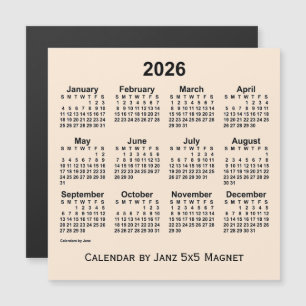 2026 Weißer Kalender der Antike von Janz 5x5 Magne Magnetkarte