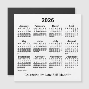 2026 Weißer Kalender von Janz 5x5 Magnet