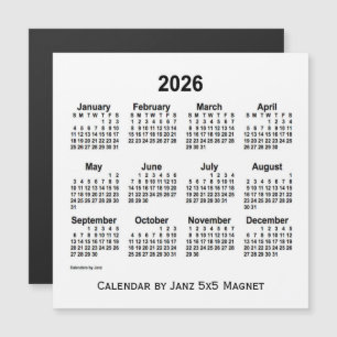 2026 Weißer Kalender von Janz 5x5 Magnet