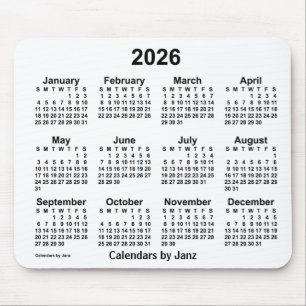 2026 Weißer Kalender von Janz Mouse Pad Mousepad