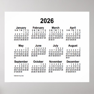 2026 Weißer Kalender von Janz Print Poster