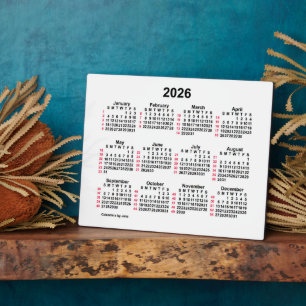 2026 White 52 Week ISO Desk Calendar by Janz 8x10 Fotoplatte