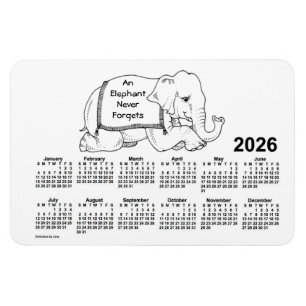 2026 White Elephant Calendar von Janz 4x6 Magnet