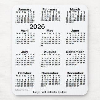 2026 White Large Print Calendar von Janz Mousepad