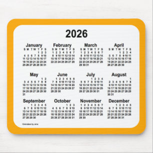 2026 White on Orange Calendar by Janz Two Tone Mousepad