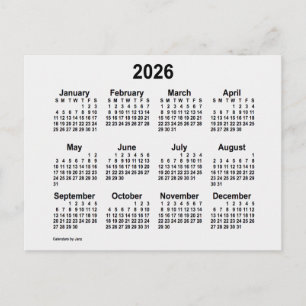 2026 White Smoke Mini-Kalender von Janz Postkarte