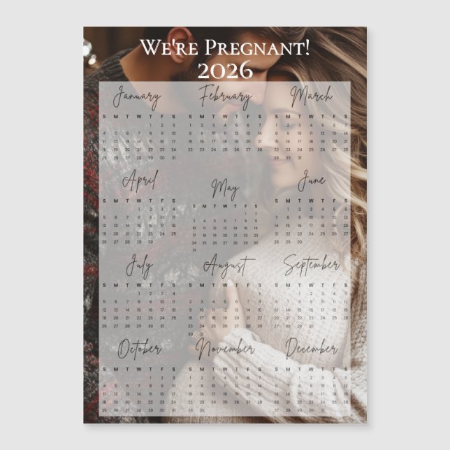 2026 Wir sind schwanger Foto Calendar Magnetkarte (Vorderseite)