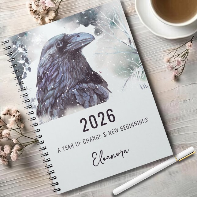2026 Year of Change Raven Symbolism Notizblock (2026 Year of Change and New Beginnings Raven Symbolism Small Notebook)
