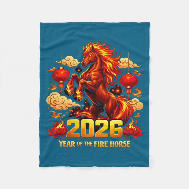 2026 Year Of Fire Horse Chinese Zodiac New Year De Fleecedecke (Vorderseite)