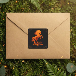 2026 Year of the Fire Horse Chinese Zodiac Quadratischer Aufkleber