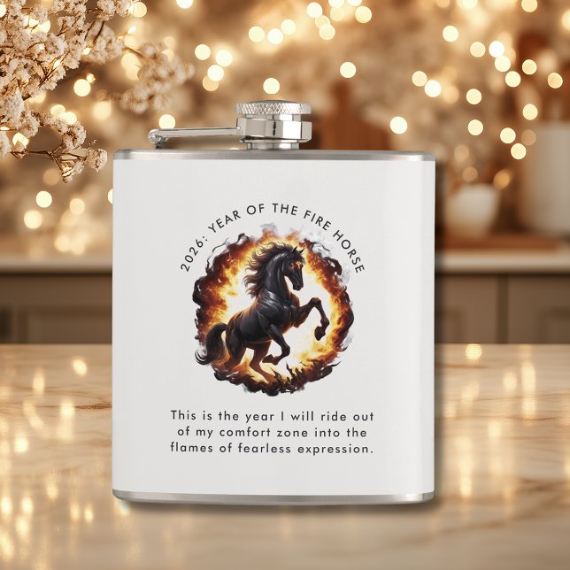 2026 Year of the Fire Horse Motivational Quote Flachmann (2026 Year of the Fire Horse Motivational Quote Chinese New Year Flask)