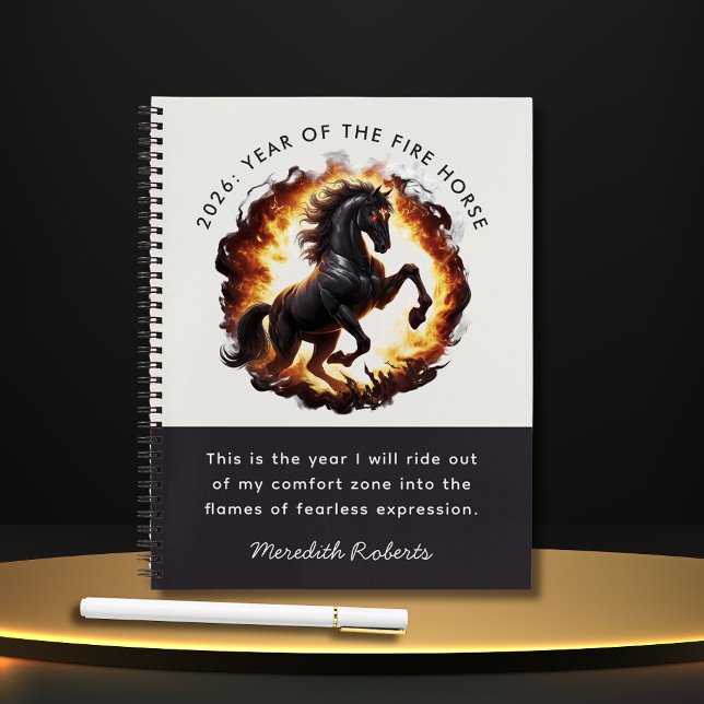 2026 Year of the Fire Horse Motivational Quote Notizbuch (2026 Year of the Fire Horse Motivational Quote Notebook 8.5 x 11)