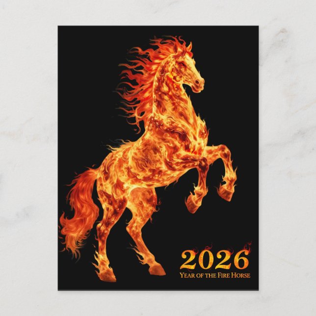 2026 Year of the Fire Horse Postkarte (Vorderseite)