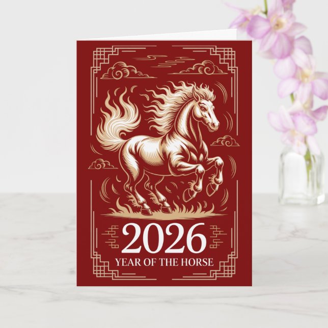 2026 Year of the Horse Chinese Lunar Karte (Orchidee)