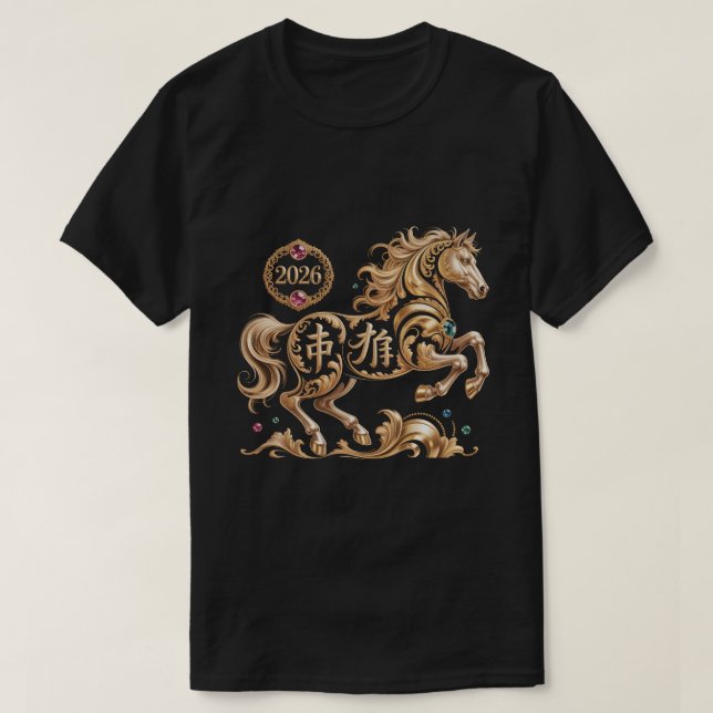 2026 Year of the Horse Chinese New Year Golden Hor T-Shirt (Design vorne)