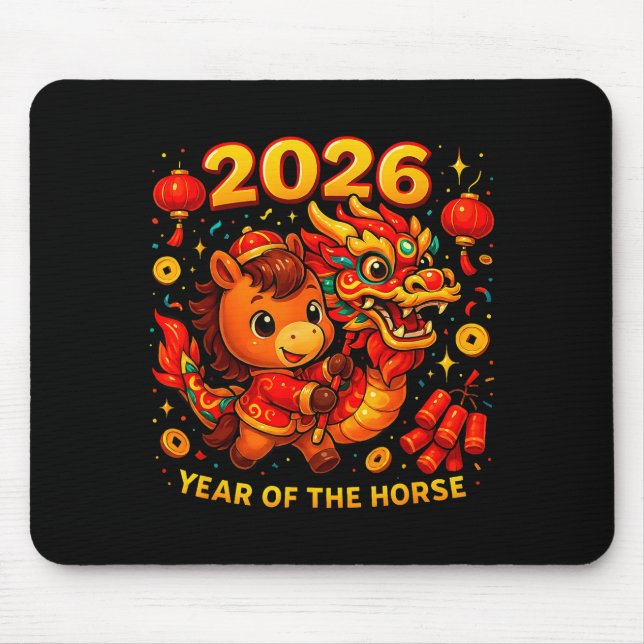 2026 Year Of The Horse Cute Lunar Newyear Art  Mousepad (Vorne)