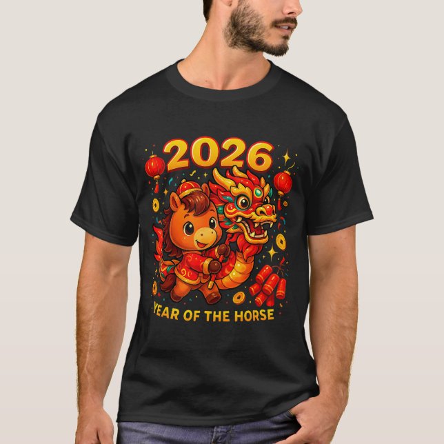 2026 Year Of The Horse Cute Lunar Newyear Art  T-Shirt (Vorderseite)