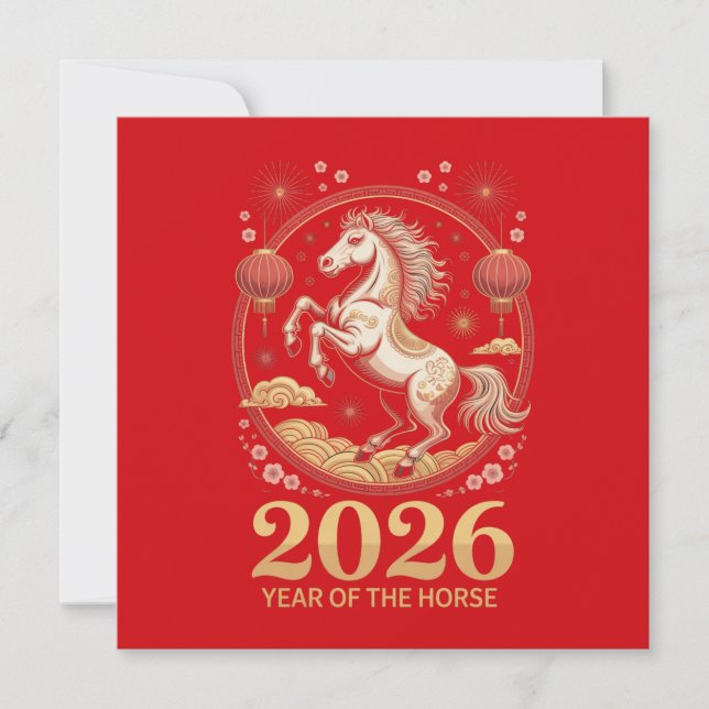 2026 Year of the Horse Greeting Cards Karte (Vorderseite)