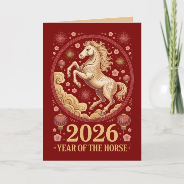 2026 Year of the Horse Greeting Cards Karte (Vorderseite)