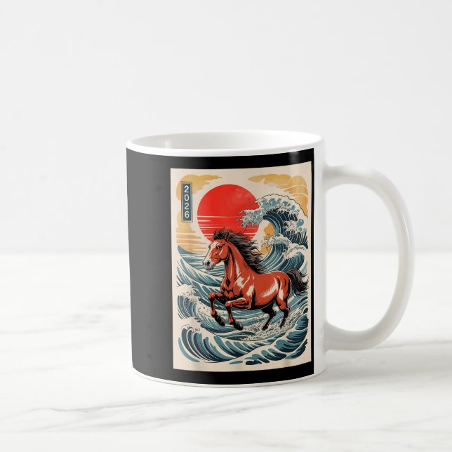 2026 Year Of The Horse Japanese Wave Art Lunar New Kaffeetasse (Rechts)