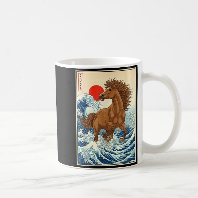 2026 Year Of The Horse Japanese Wave Art Lunar New Kaffeetasse (Rechts)
