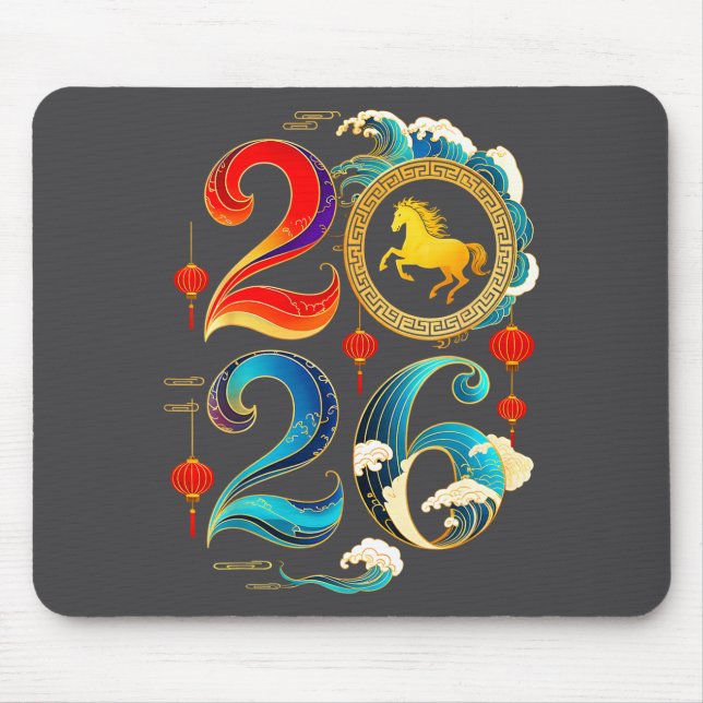 2026 Year Of The Horse Lunar Chinese New Year 2026 Mousepad (Vorne)