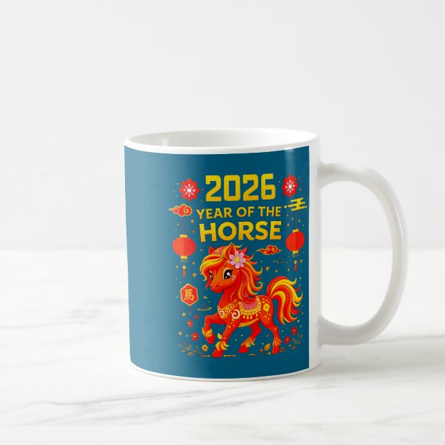 2026 Year Of The Horse Lunar New Year 2026 Chinese Kaffeetasse (Rechts)