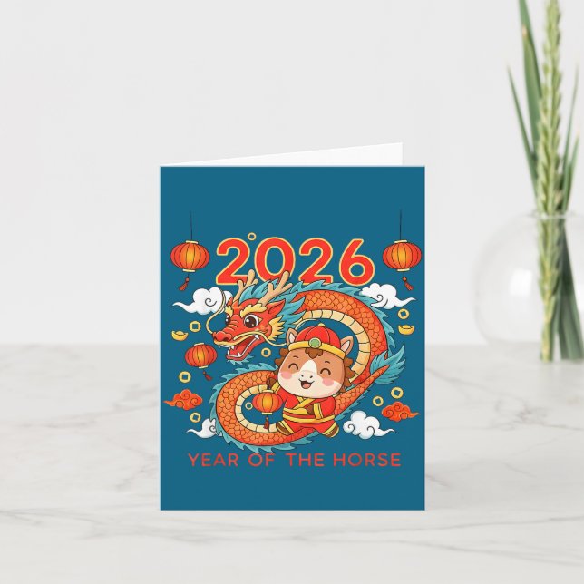 2026 Year Of The Horse Lunar New Year Chinese  Karte (Vorderseite)