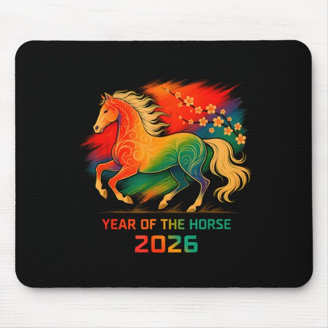 2026 Year Of The Horse Vibrant Zodiac Blossom Art  Mousepad (Vorne)