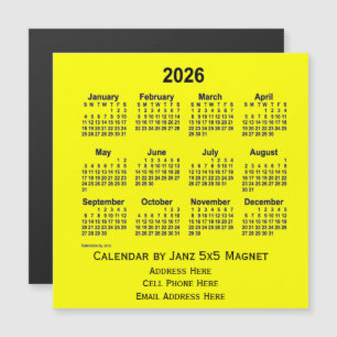 2026 Yellow Business Calendar von Janz Magnetkarte