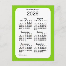 2026 Yellow Green 6 Month Mini Calendar von Janz Postkarte