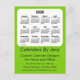 2026 Yellow Green Business Calendar von Janz Postkarte