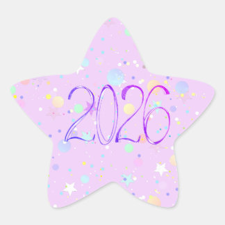 2026 Zahl neues Jahr süß rosa lila Stern-Aufkleber